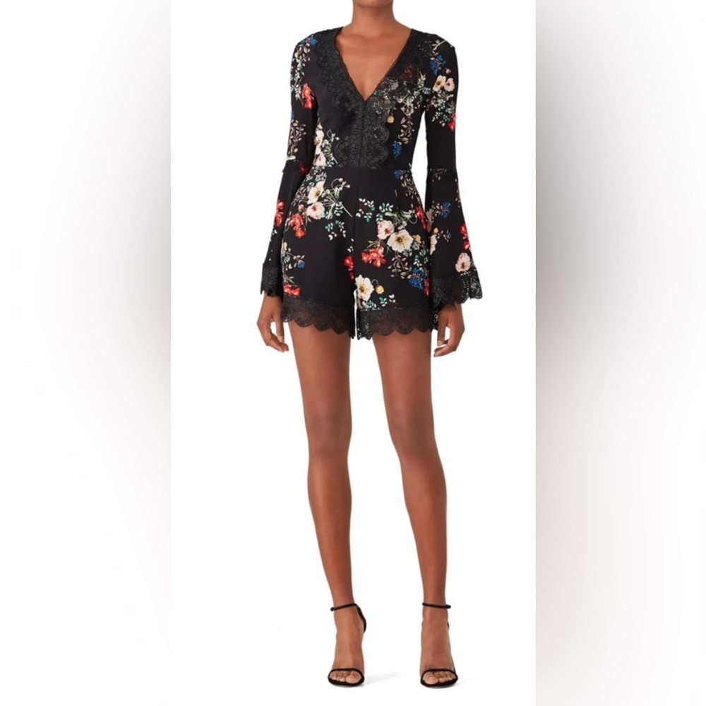 NICHOLAS Black Floral Cecile floral romper size 4